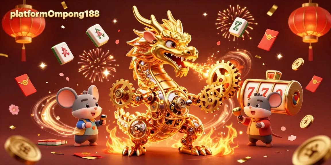 platform Ompong188 menghidupkan permainan slot dalam ilustrasi 3D yang megah dengan naga emas dan elemen meriah
