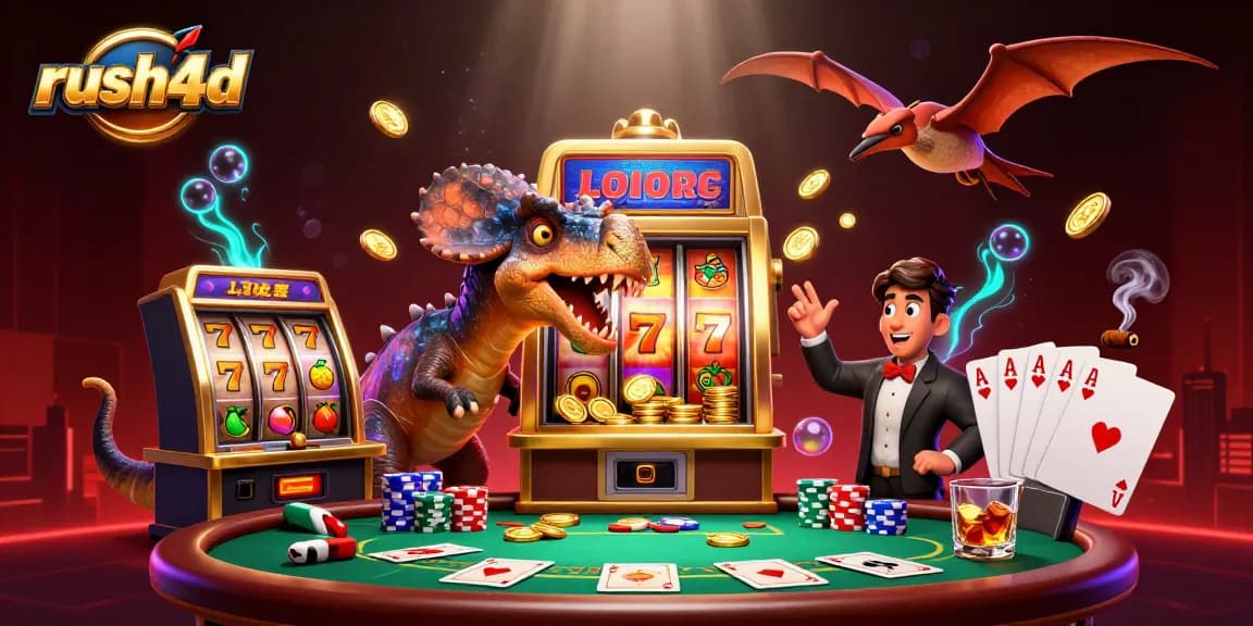 Memainkan rush4d dengan pachycephalosaurus, diiringi manajer ankylosaur dan pteranodon menangkap koin emas.
