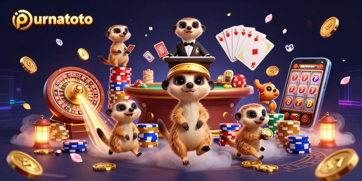 Dalam permainan purnatoto, koloni meerkat mengatur kasino mewah dengan keceriaan dan permainan yang bersemangat.