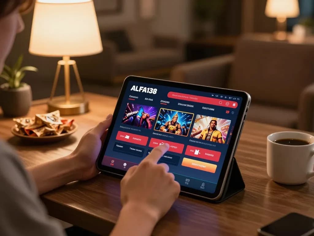 Engaging gameplay on the alfa138 app enhanced by comfortable home setting and strategic ambiance.