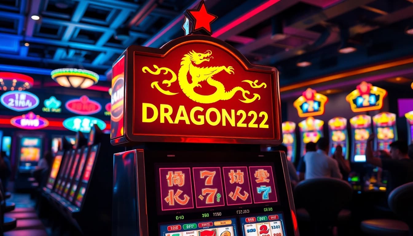 Putar permainan slot DRAGON222 dengan simbol naga yang menarik dan suasana kasino yang meriah.