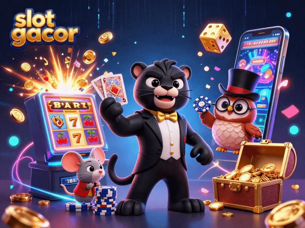 Gambar slot gacor dengan panther, burung hantu, dan tikus beruntung di kasino digital.