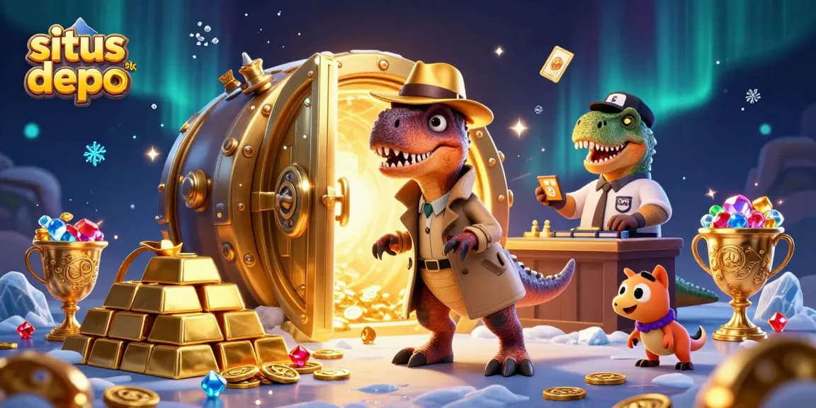 Engage with situs depo 5k's exotic slot games as a clever velociraptor card counter sneaks at the slot.