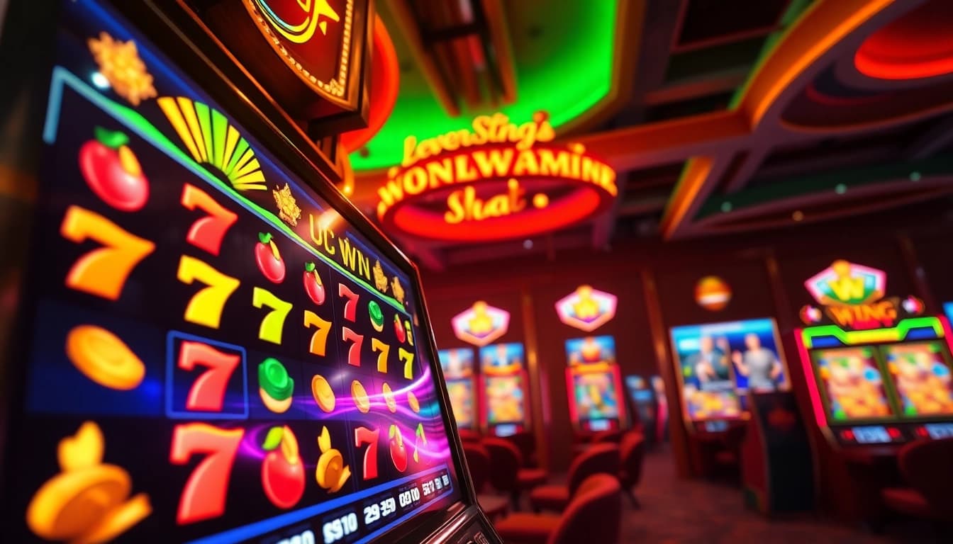 Exciting online slot gaming environment featuring colorful slot machine interface and players celebrating wins.