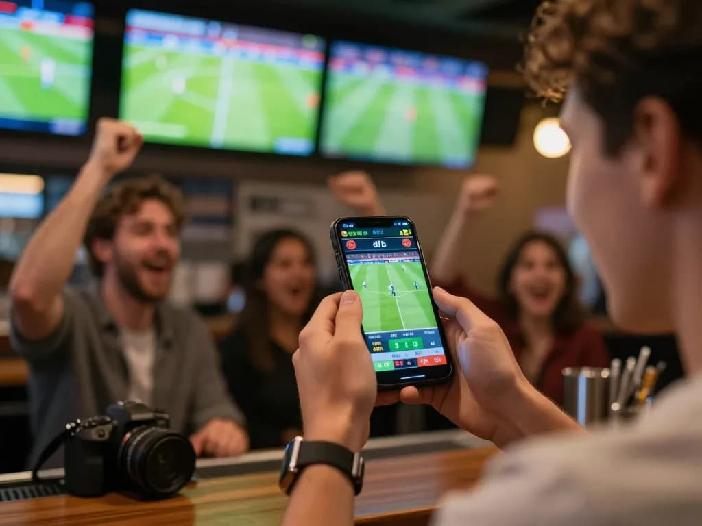 Kết quả bóng đá displayed on a smartphone during thrilling live sports betting celebration