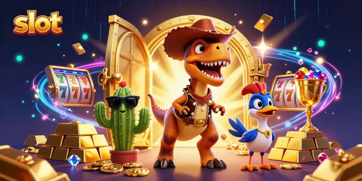 Menangkan slot dengan cara baru! Kaktus dan dinosaurus di dunia kasino saat memutar gulungan slot.