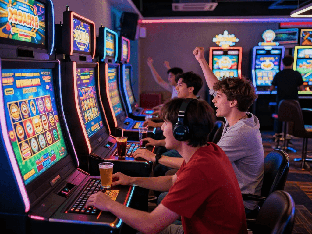 Engaged players enjoying a lively gambling environment, featuring the bro138 slot login experience.