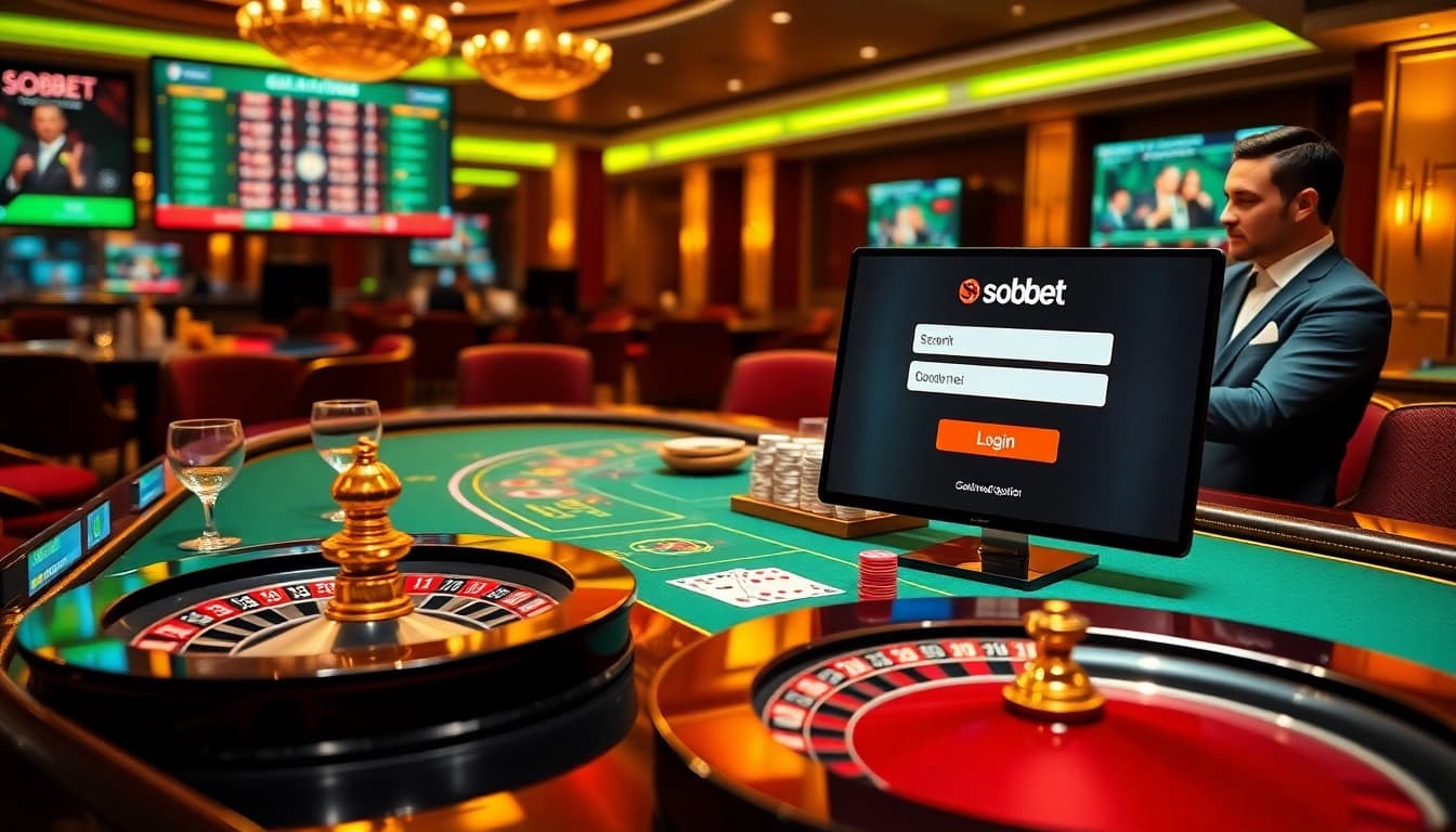 Experience the thrill of sbobet link login with exciting games at a stylish casino table featuring poker chips and cards.
