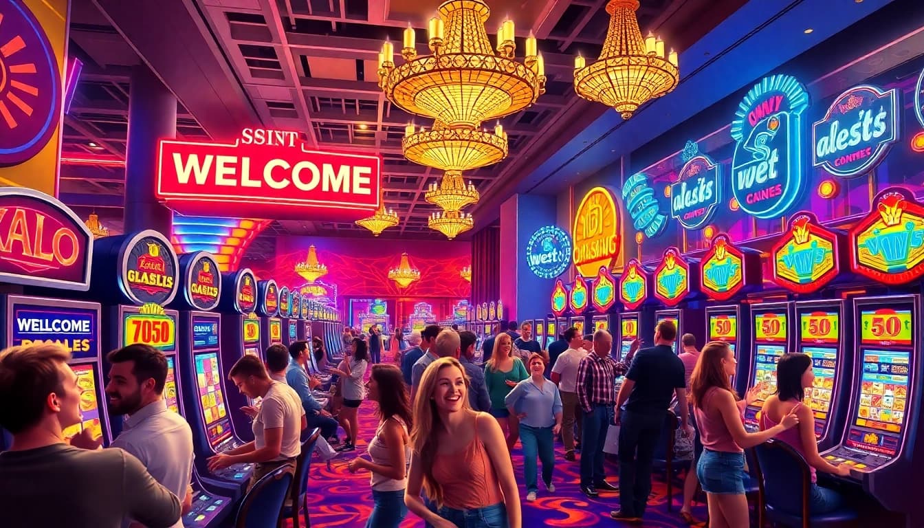 Menggairahkan pengalaman bermain situs slot gacor di kasino yang ramai dengan mesin slot berwarna.