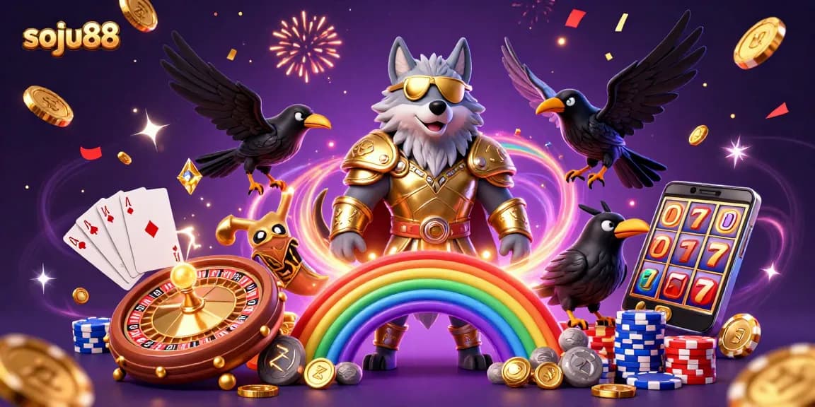 Engage with soju88's exciting casino offerings, featuring Odin and ravens in a dynamic casino scene.