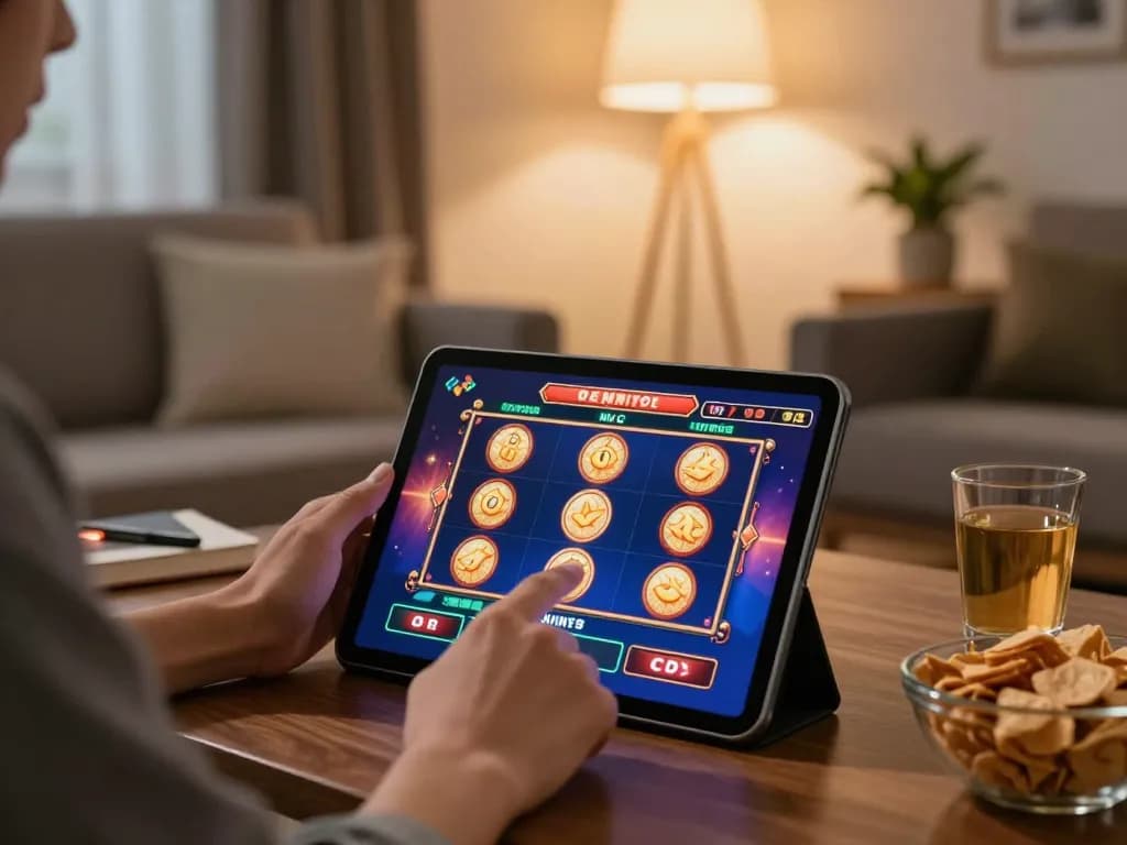 Berinteraksi dengan slot online OKESLOT dari lingkungan rumah yang nyaman, menampilkan grafik yang hidup dan sentuhan pribadi.