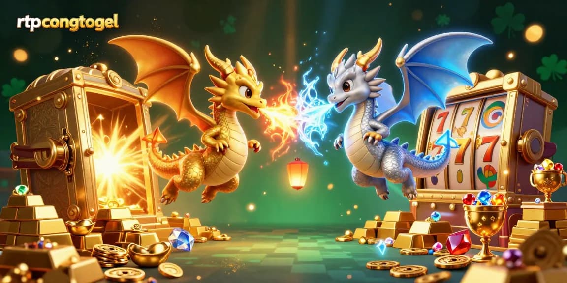 Engage with rtpcongtogel through thrilling dragons amidst a casino treasure scene.