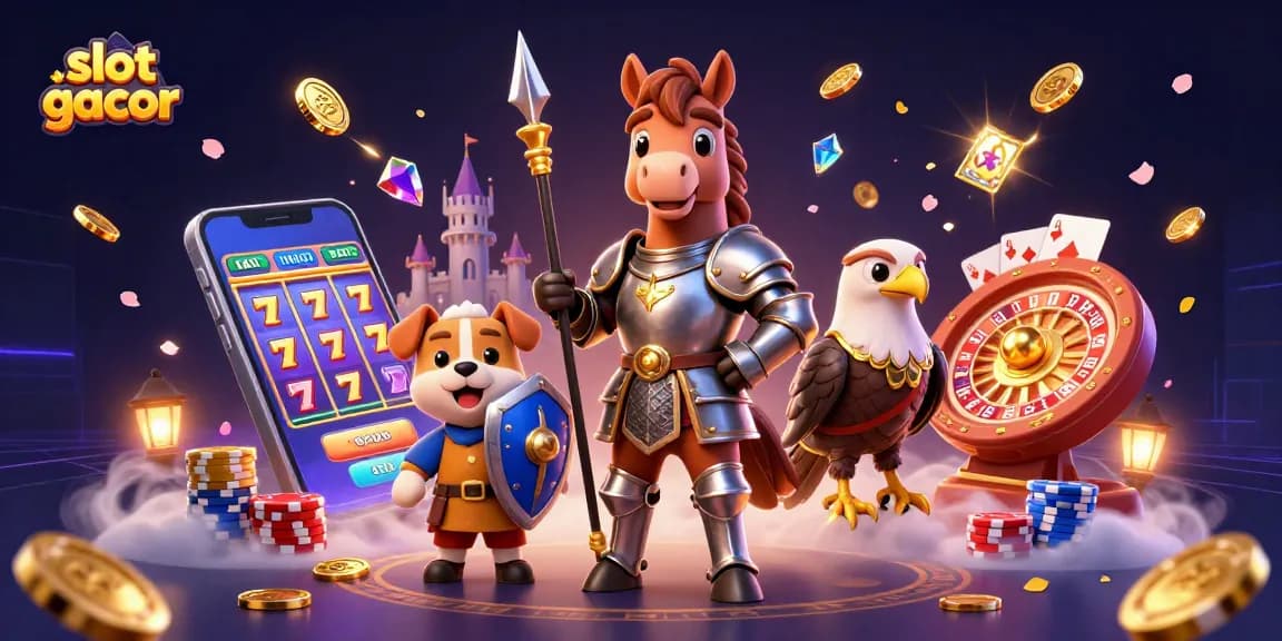 Experience the thrill of slot gacor with exciting gameplay graphics showcasing animated jackpot reels and vibrant casino elements.