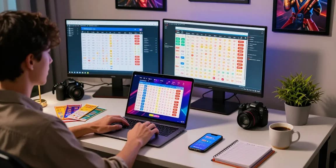 Pengguna toto togel sedang bermain di komputer dengan hasil undian dan tiket terlihat di layar.