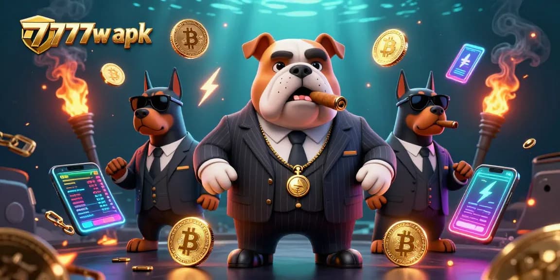 Experience the excitement of 7777w apk with a dynamic scene featuring a mafia boss and his bodyguards.