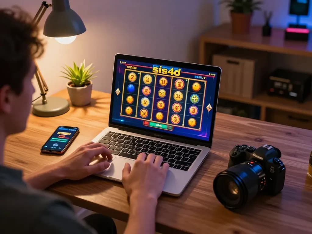 Experience the thrill of sis4d online slots with an engaging home gaming setup.