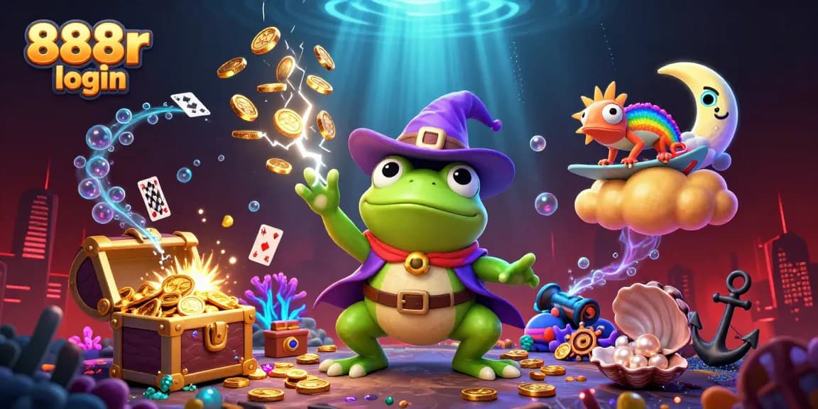 Engage in thrilling 888r login action as the weather wizard frog unleashes a storm of gold coins.