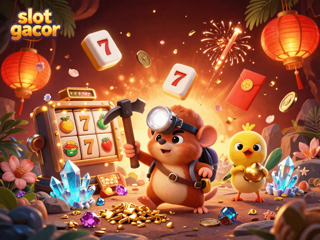 Slot gacor dengan karakter penambang dan elemen permainan, menggoda para pemain untuk menang besar.