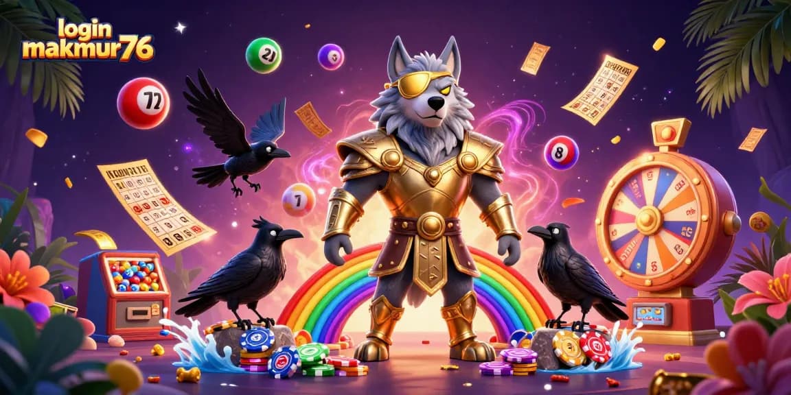 Experience the excitement of login makmur76 with vibrant casino-themed elements in a dynamic scene.