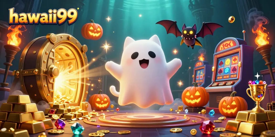 Join the excitement at hawaii99, where a friendly ghost cat explores a haunted casino full of treasures.