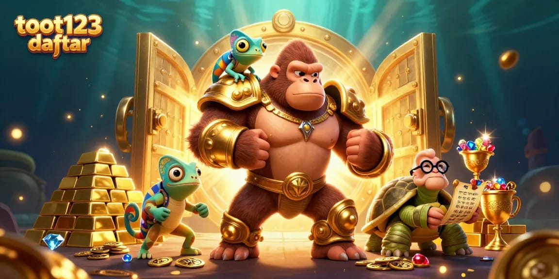 Engage with toot123 daftar, explore dynamic gambling adventure under a treasure vault scene.
