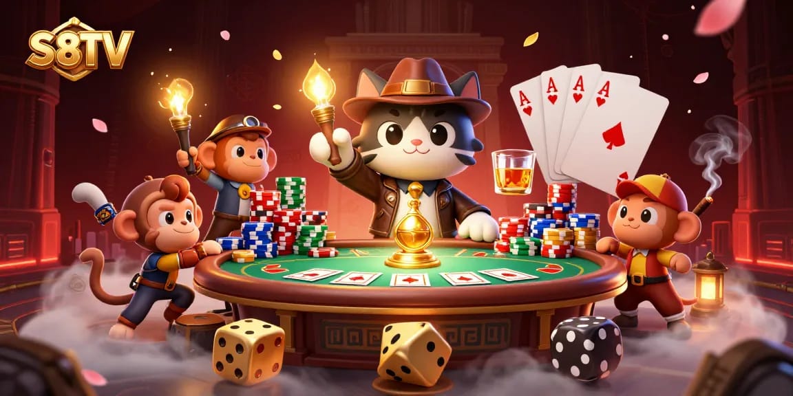 Experience thrilling betting action at S8TV with dynamic poker elements and captivating casino ambiance.