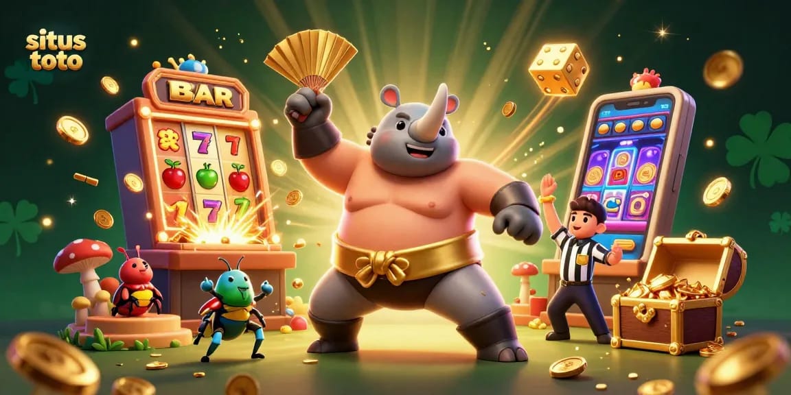 Gendang permainan situs toto dengan kejuaraan sumo kumbang badak mengeluarkan koin emas.