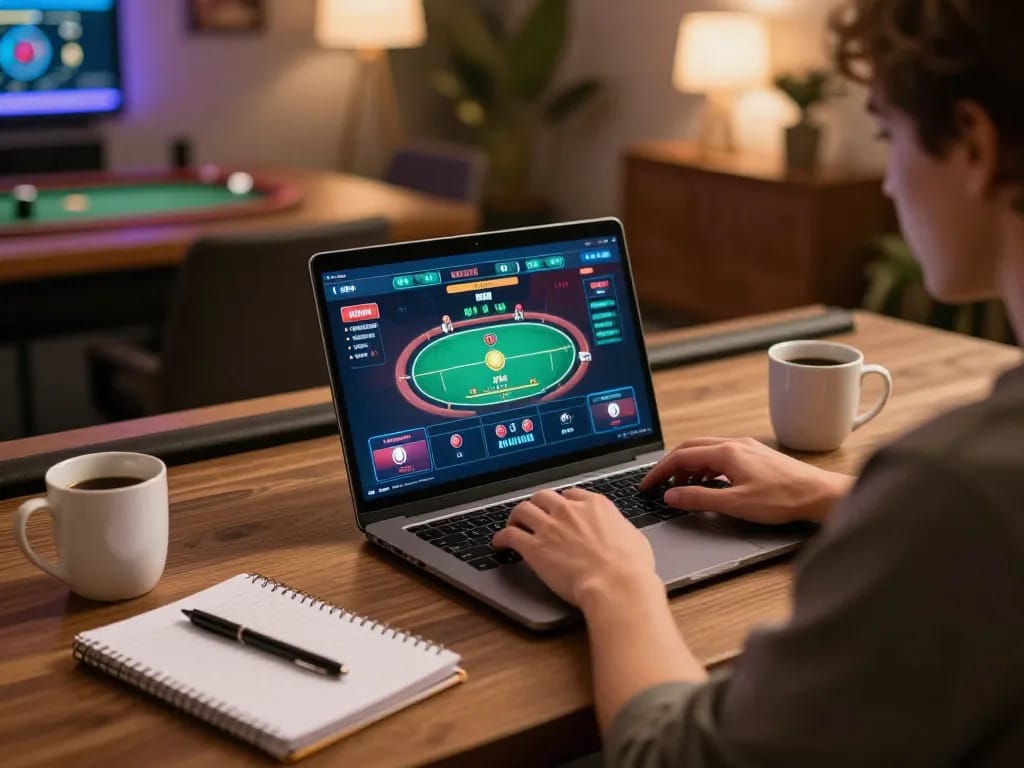 MAX88 player engaging with online gaming setup for a live dealer experience