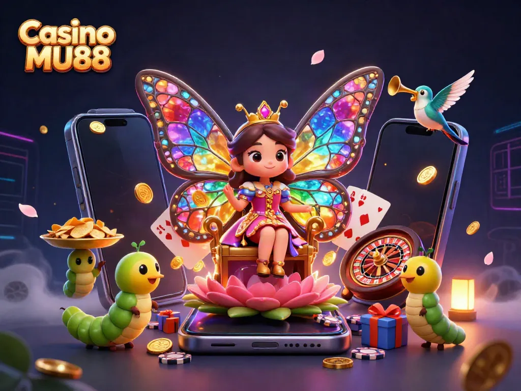 Engage with Casino MU88's vibrant gaming experience through this colorful digital art illustration.