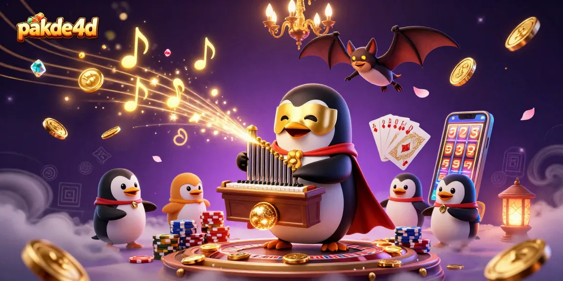Engage in thrilling pakde4d games, with a whimsical penguin and vibrant casino elements!
