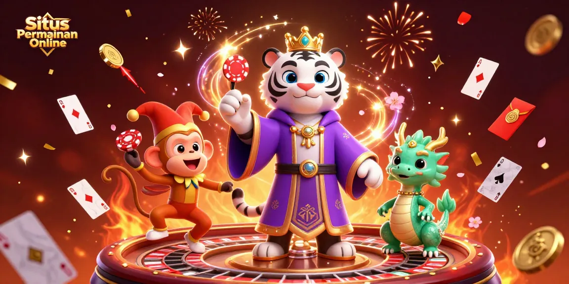 Experience excitement at Situs Permainan Online with vibrant characters and dynamic casino elements.