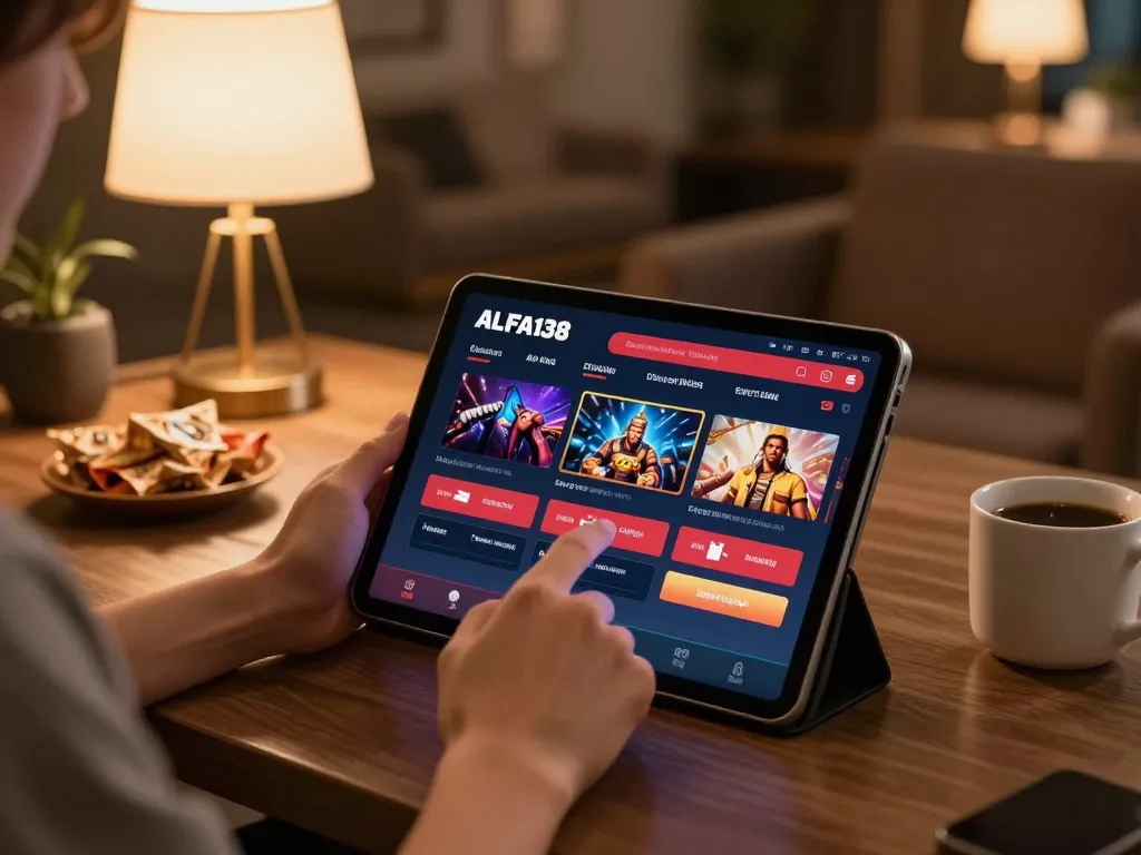 Engaging gameplay on the alfa138 app enhanced by comfortable home setting and strategic ambiance.