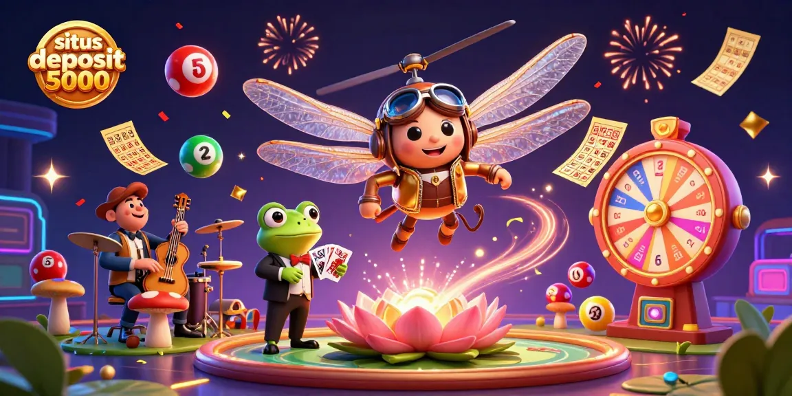 Spark excitement with situs deposit 5000 at a dynamic lily pad casino featuring engaging characters and colorful game elements.
