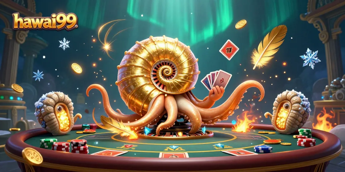 Engage in thrilling gameplay at hawaii99 with an ancient nautilus roulette wheel, cards and glowing ammonites.