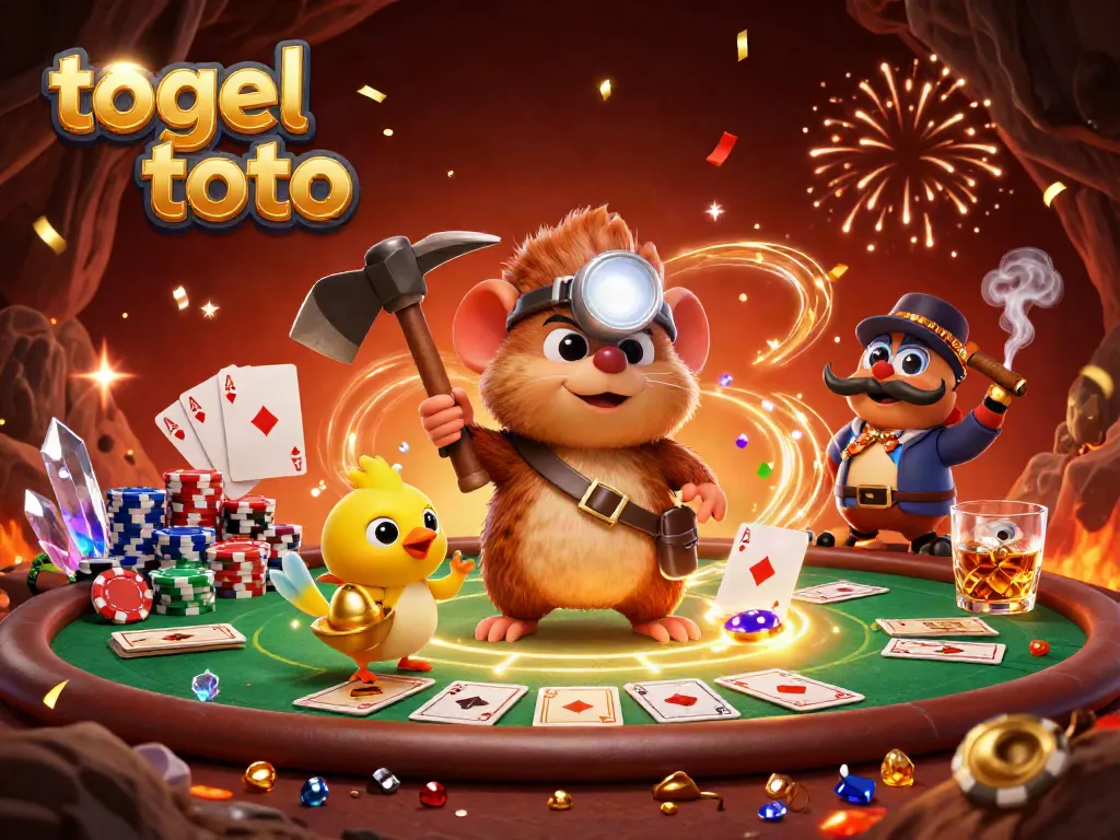 Jelajahi togel toto dengan penambang harta dan canary dalam ilustrasi 3D.