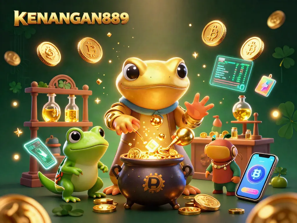 Experience KENANGAN889's enchanting casino scene with alchemy and gaming elements.