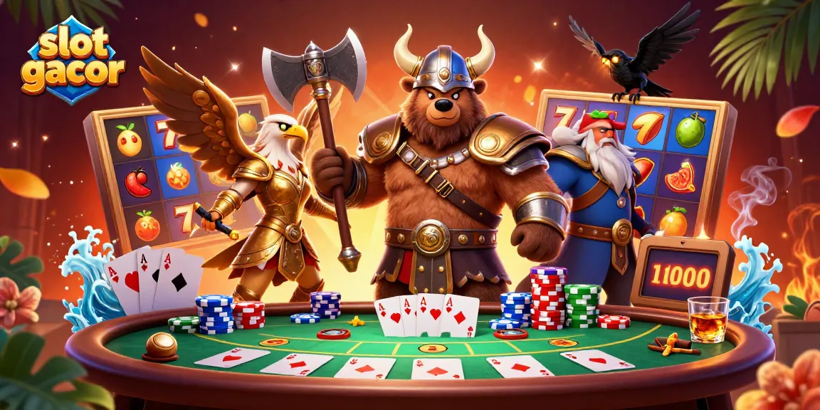 Win big with innovative slot gacor gaming, featuring a Viking berserker and Valkyrie eagle.