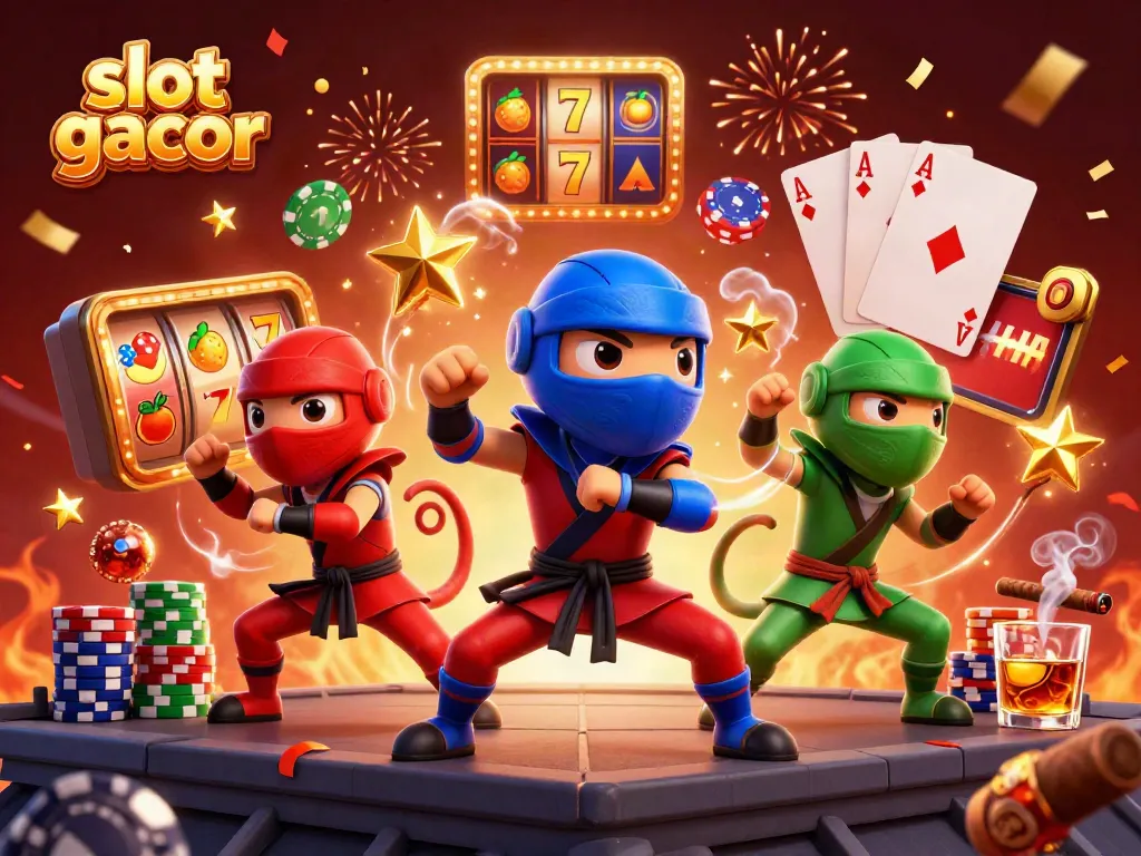 Experience the excitement of slot gacor with ninja chameleons in action, surrounded by classic jackpot elements.