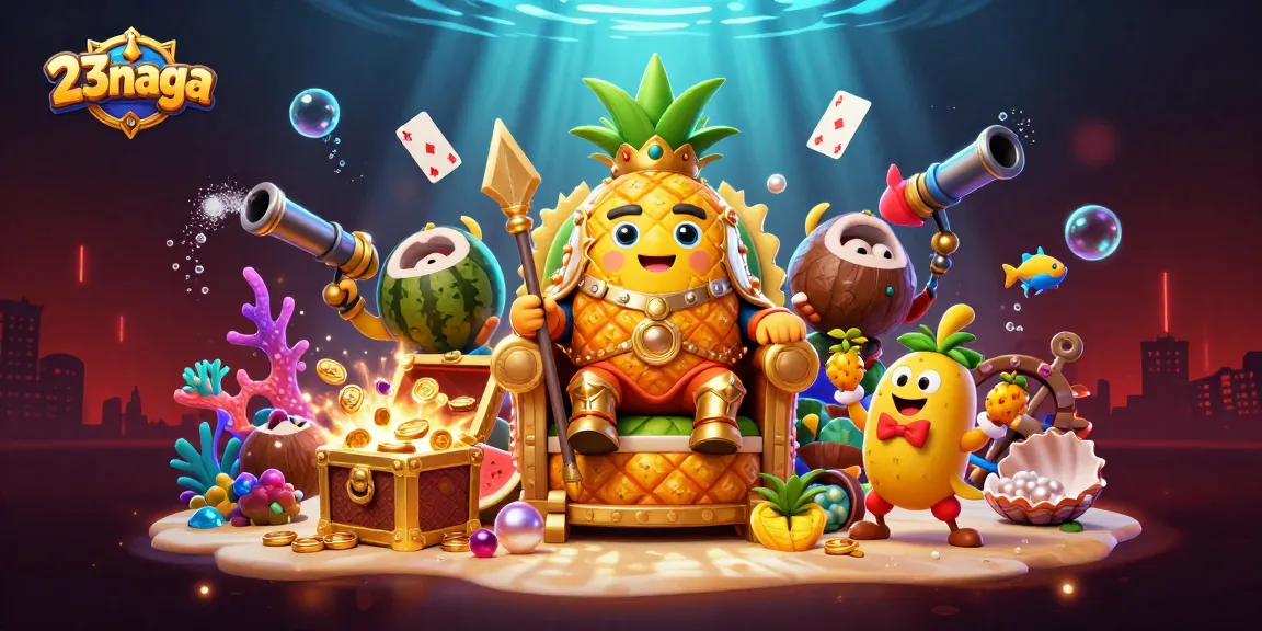 Menangkan hadiah di 23naga dengan 3D kartun raja nanas emas dan elemen kasino yang kaya