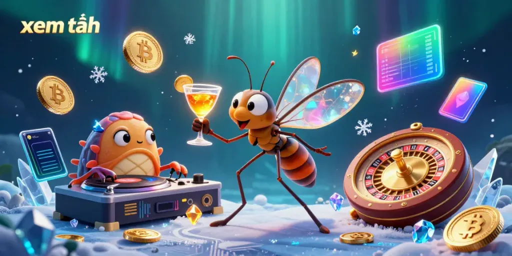 Engage with the vibrant xem thêm nightlife casino scene featuring whimsical characters and cryptocurrency elements.
