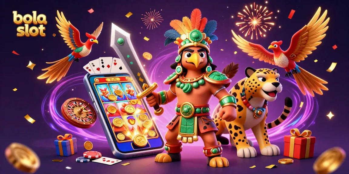 Engage with the bola slot experience featuring dynamic characters, slot games, and festive elements.