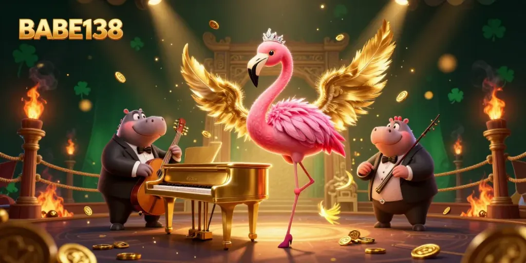 Memainkan slot di BABE138 dengan karakter flamingo dan hippo, pengalaman bermain yang seru