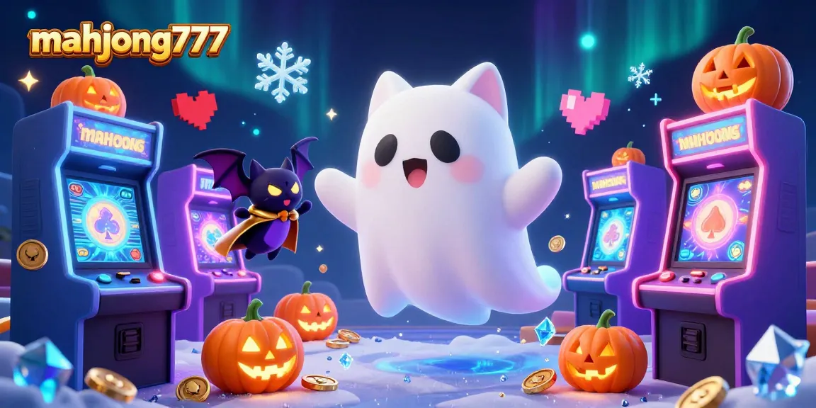Engage in thrilling gameplay with mahjong777 features ghost cat and vampire bat in vibrant casino setting.