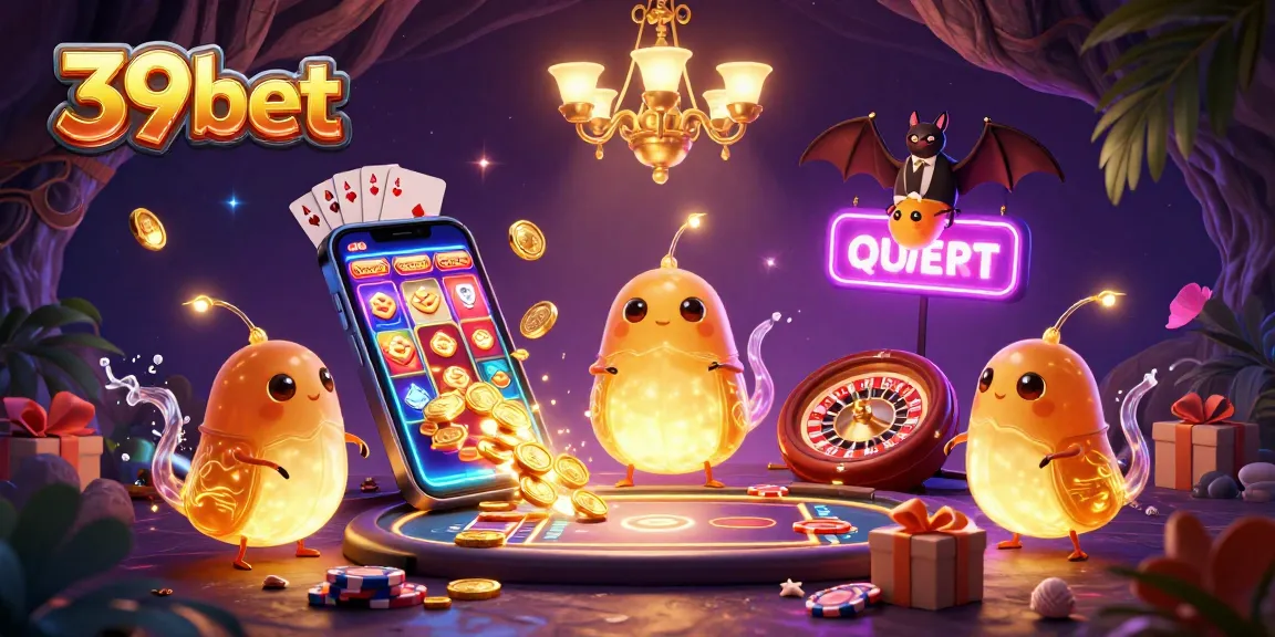 Experience the excitement of 39bet with glowing glowworms lighting up a vibrant casino scene.