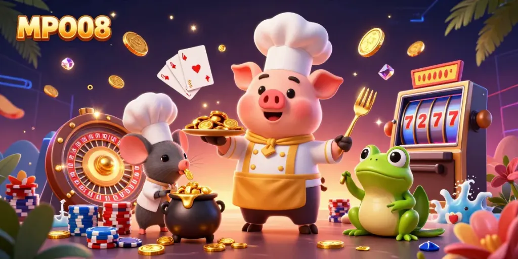 Enjoy engaging casino experiences with MPO08, featuring vibrant characters and exciting game elements.