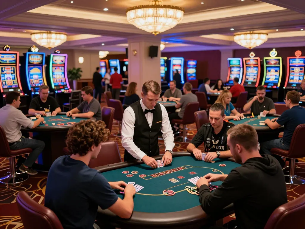 Các người chơi Go 88 đang xây dựng chiến lược tại bàn poker giữa không khí sống động của sòng bài.