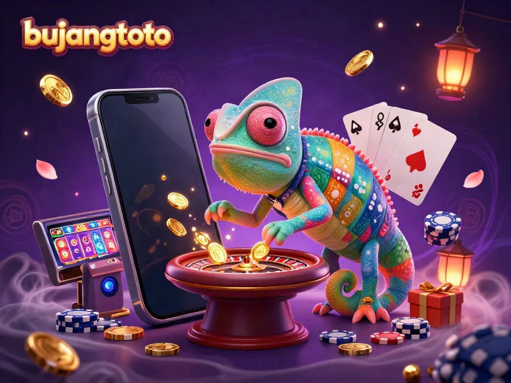 Catch the excitement with bujangtoto as the chameleon owner relishes golden coins and casino games.