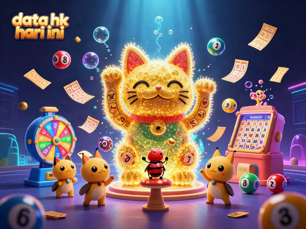 Mengamati data hk hari ini dengan ilustrasi 3D menarik yang menampilkan simbol lotere dan elemen kasino.