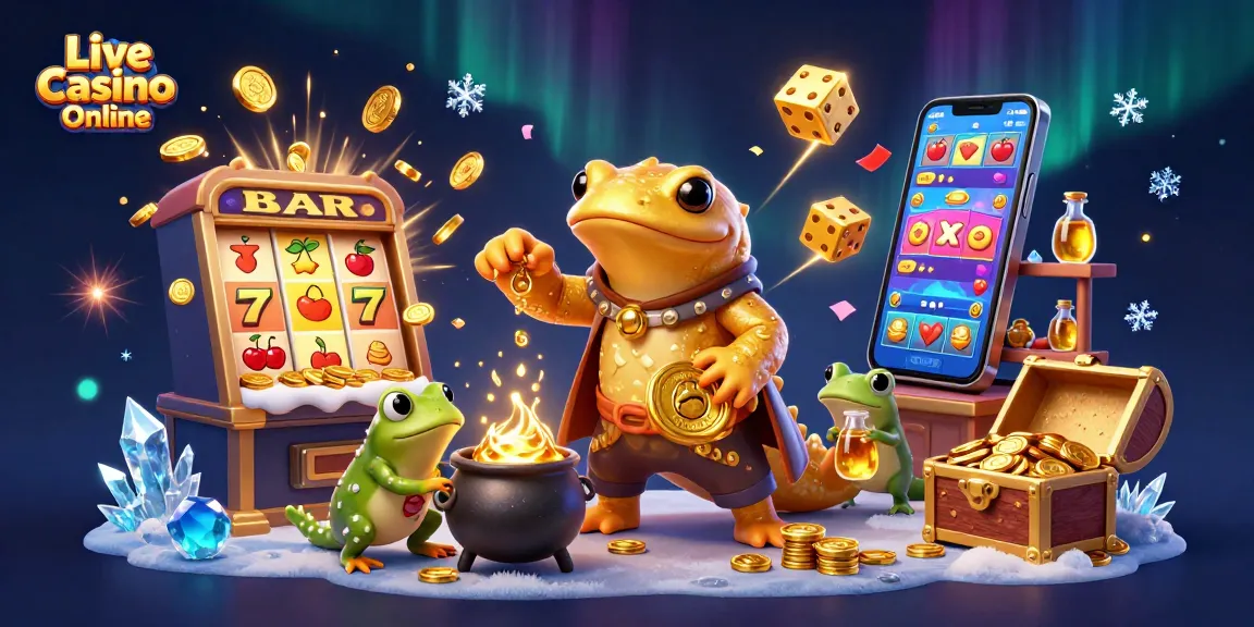Experience the excitement of Live Casino Online with an animated scene depicting magical alchemy and vibrant gaming elements.