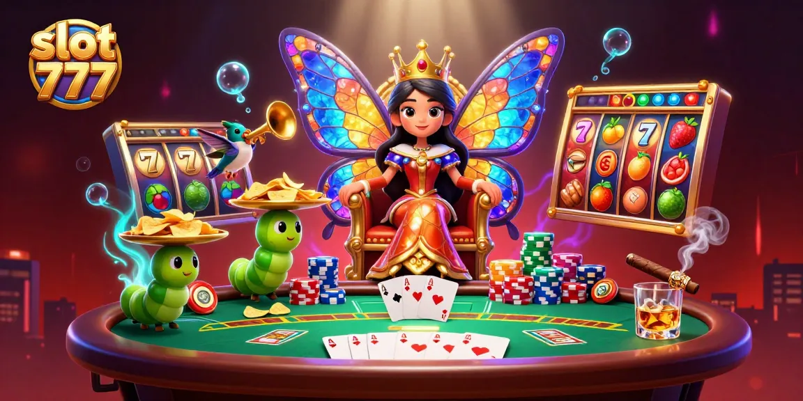 Permainan slot 777 dengan simbol keberuntungan dan pemandangan megah, beraksi dalam ilustrasi 3D menawan.